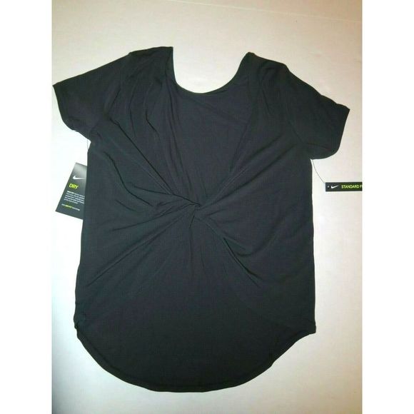 Nike CI9481-010 Women’s Sz Small Black Twist Top Short Sleeve $50 - Picture 6 of 6